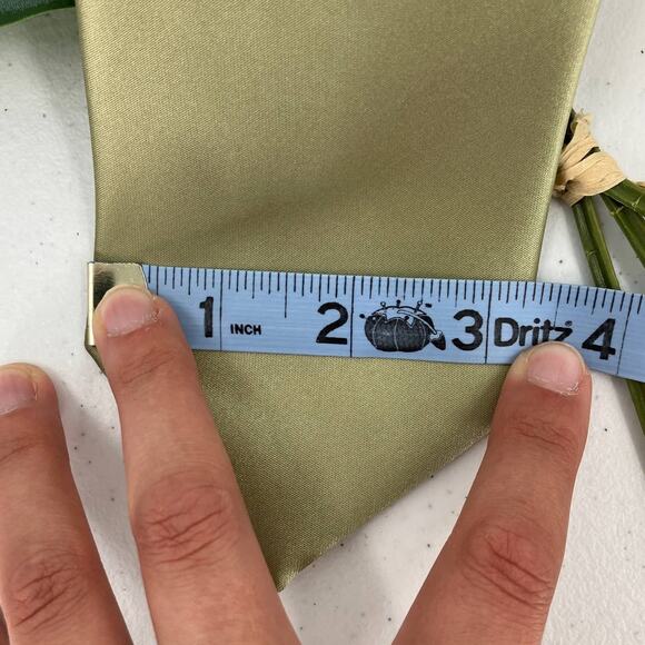 Puccini Sage Green Classic Width Pointed Microfiber Wedding Business Neck Tie - Picture 5 of 5